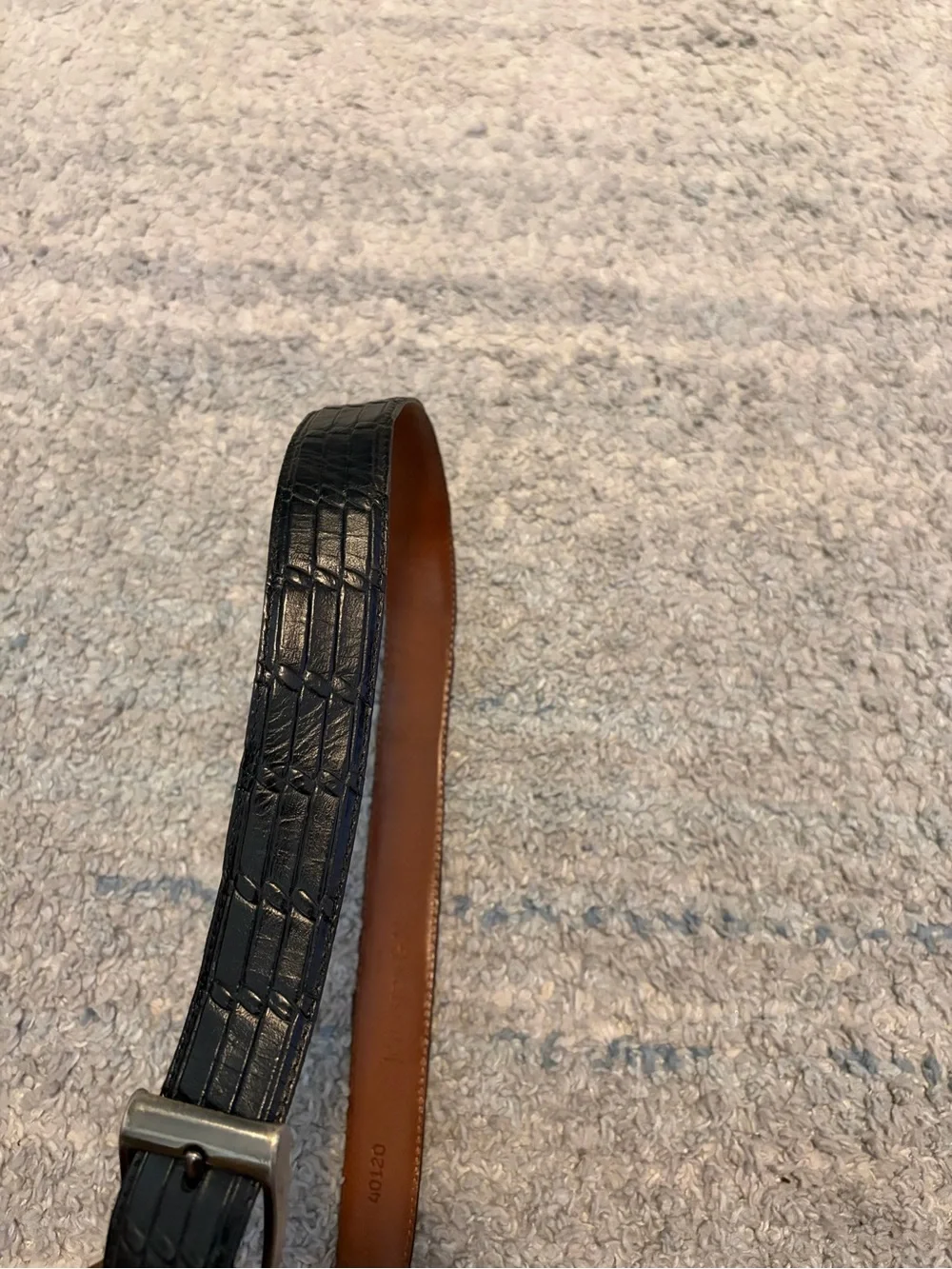 Johnston & Murphy Alligator Embossed Leather Belt Sz 38 Made in USA